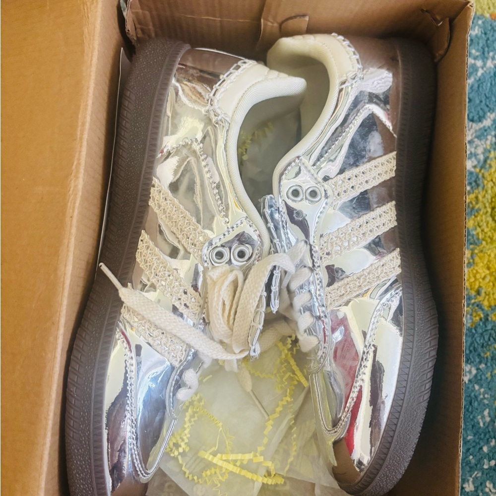 Stylish Silver and Cream Women's Sneakers